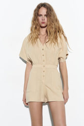 Strampler mit elastischer Taille und schlankmachendem Freizeit-Overall